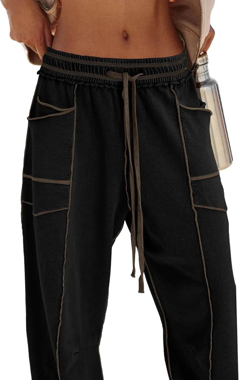 Panadila Womens Barrel Pants Drawstring Wide Leg Sweatpants Baggy Summer Lounge Pants Casual Beach Trousers