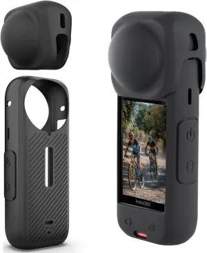 PCTC Insta 360 X4 Silicone Protective Case with Lens Cap for Insta 360 X4 Accessories,Silicone Case Camera Protective Kit for Insta360 X4 Action Camera Case/Lens Cap