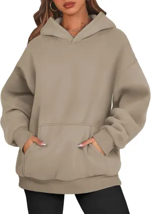 PETYCZEN Womens Hoodies Oversized Long Sleeve Drop Shoulder Hooded Sweatshirt Casual Fleece Sweaters Drawstring Pullover Tops