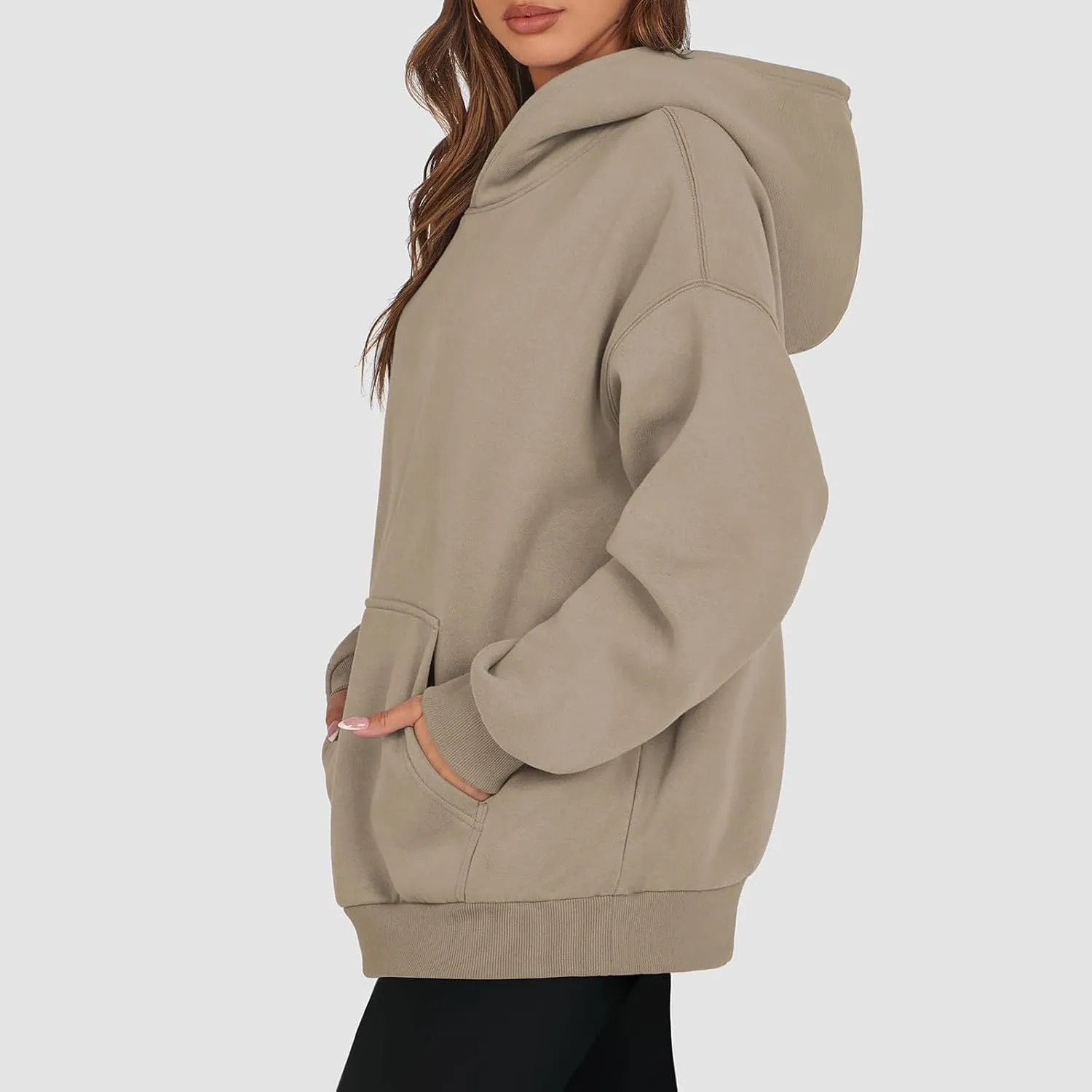 PETYCZEN Womens Hoodies Oversized Long Sleeve Drop Shoulder Hooded Sweatshirt Casual Fleece Sweaters Drawstring Pullover Tops