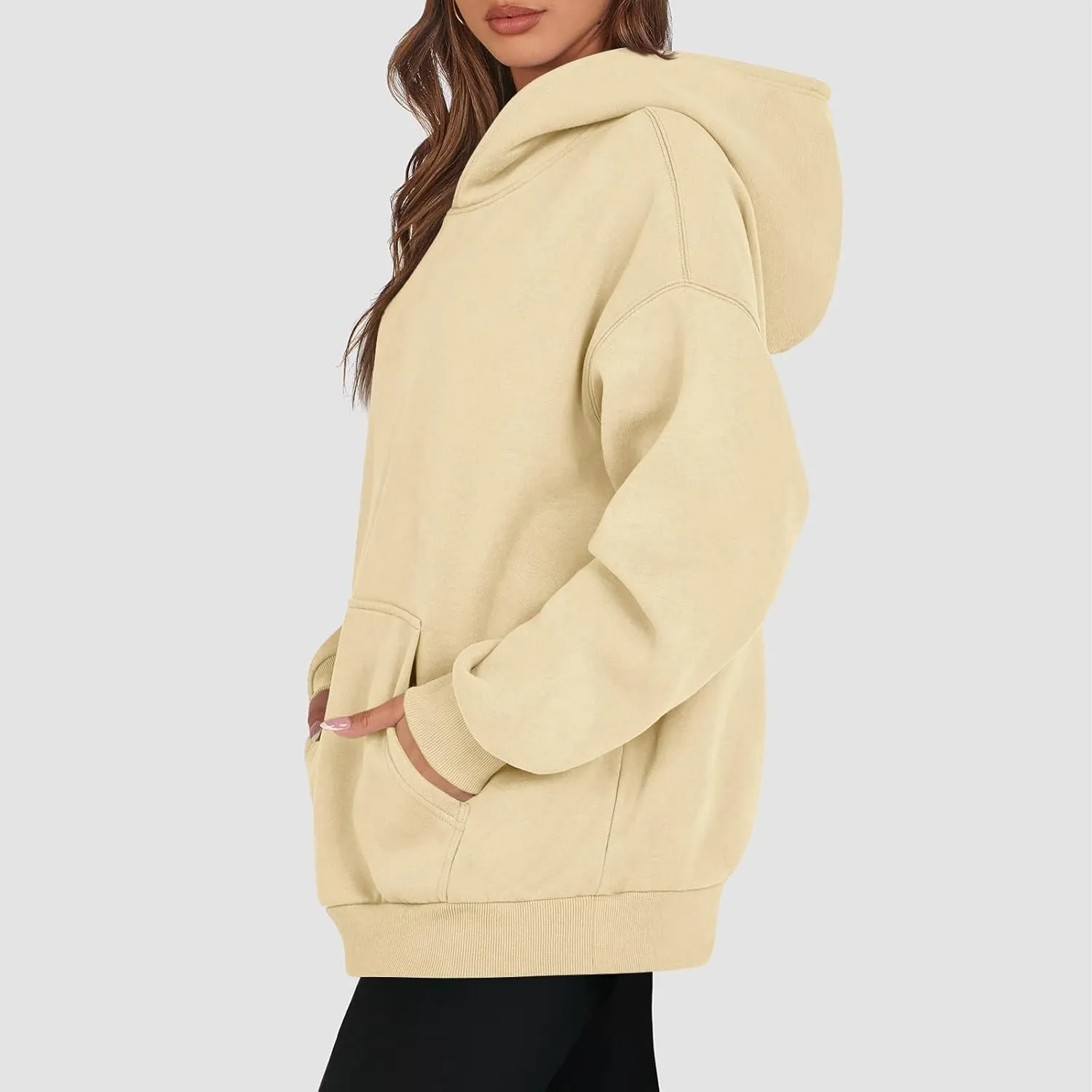 PETYCZEN Womens Hoodies Oversized Long Sleeve Drop Shoulder Hooded Sweatshirt Casual Fleece Sweaters Drawstring Pullover Tops
