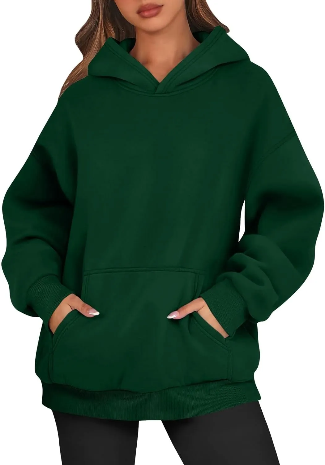 PETYCZEN Womens Hoodies Oversized Long Sleeve Drop Shoulder Hooded Sweatshirt Casual Fleece Sweaters Drawstring Pullover Tops