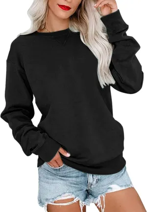 PGANDS Womens Crew Neck Solid/Color Block Sweatshirts Long Sleeve Casual Lightweight Pullover Tops