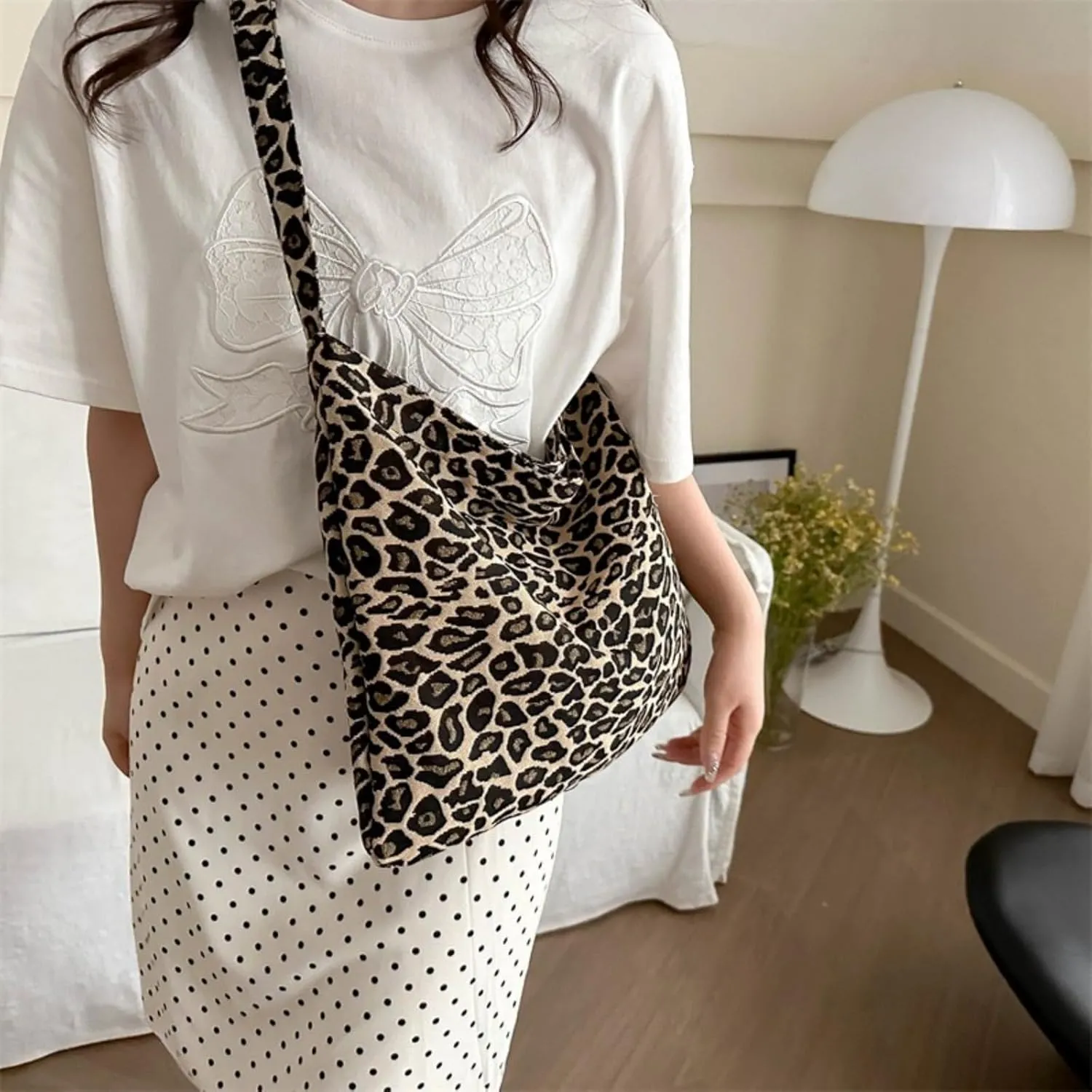 Pokn Leopard Bag Tote Bag Shoulder Bag Large Tote Bag Leopard Print Bag Crossbody Bag Canvas Bag Hobo Bag