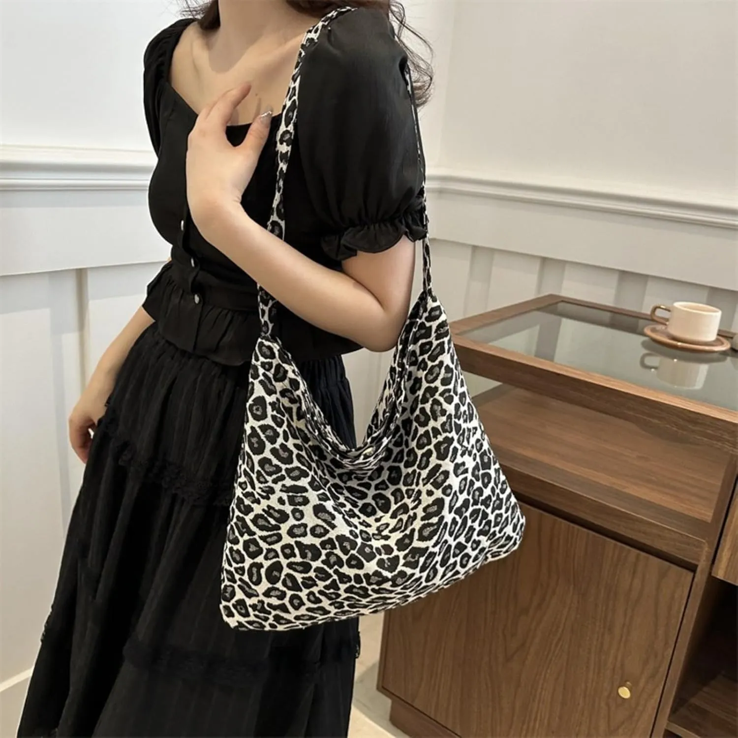 Pokn Leopard Bag Tote Bag Shoulder Bag Large Tote Bag Leopard Print Bag Crossbody Bag Canvas Bag Hobo Bag