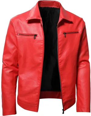 QWENTMTNTY Mens Casual Motorcycle Leather Jacket Stylish Racer Biker Jacket Punk Riding Faux Leather Bomber Jackets Outwear