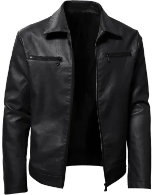 QWENTMTNTY Mens Casual Motorcycle Leather Jacket Stylish Racer Biker Jacket Punk Riding Faux Leather Bomber Jackets Outwear