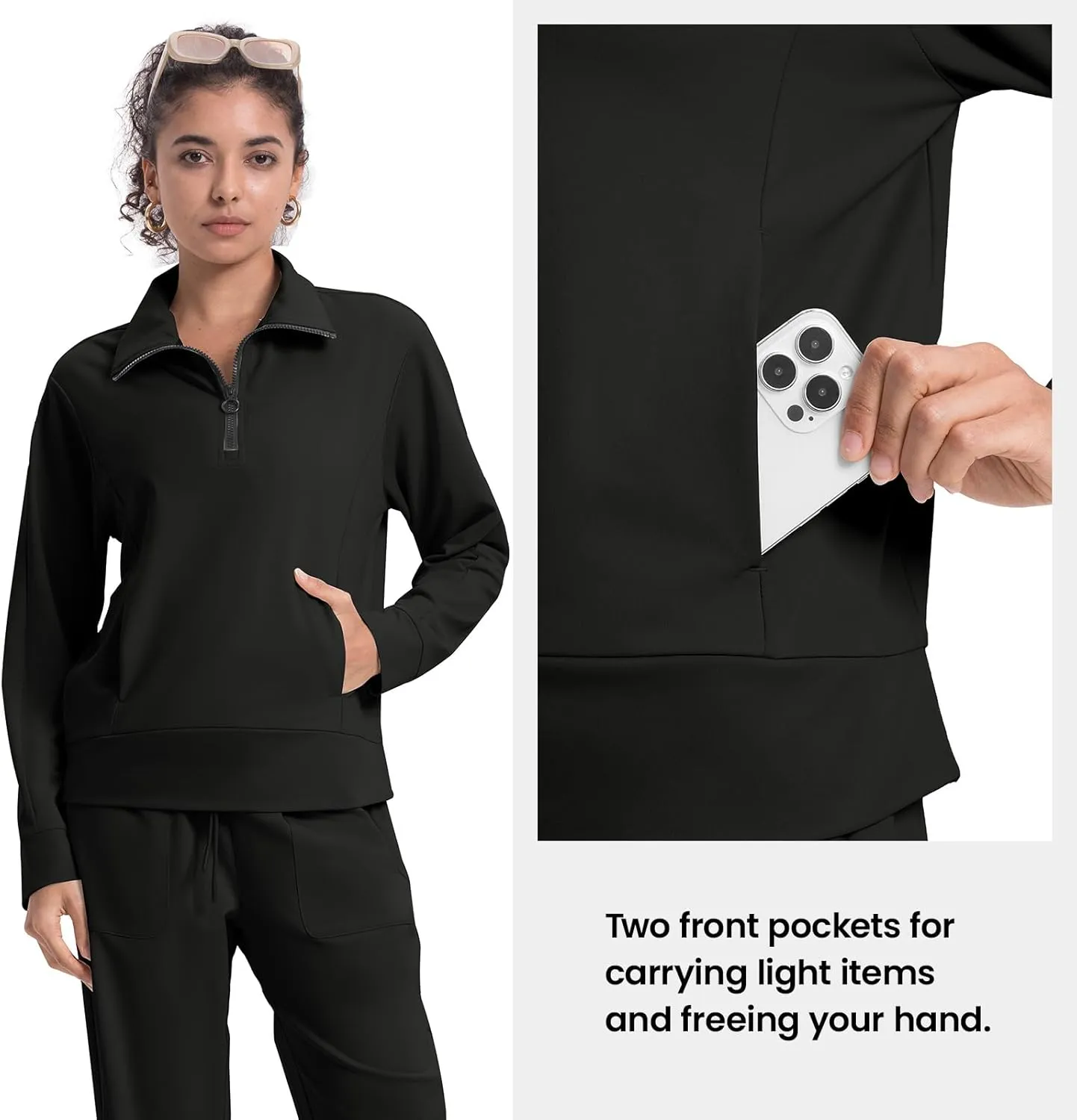 Rdruko Lounge Sets For Women 2 Piece Outfits Sweatsuit Half Zip Sweatshirts and Wide Leg SweatPants Tracksuit Suit