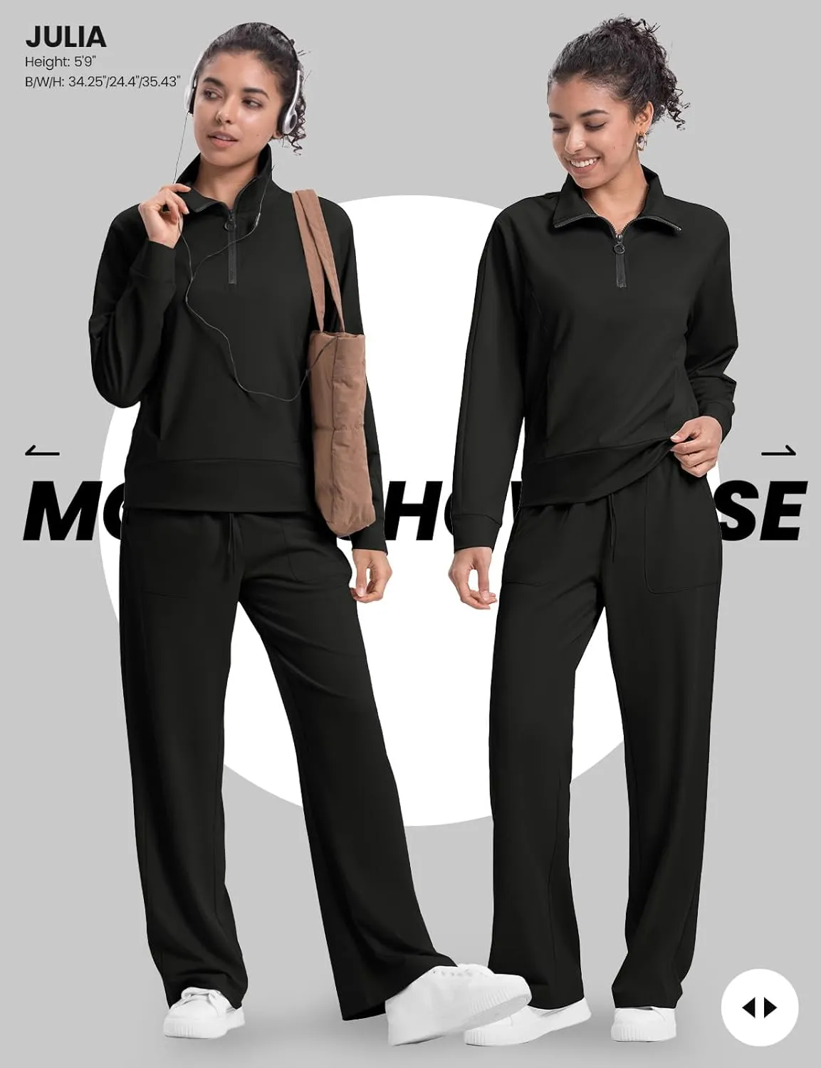 Rdruko Lounge Sets For Women 2 Piece Outfits Sweatsuit Half Zip Sweatshirts and Wide Leg SweatPants Tracksuit Suit