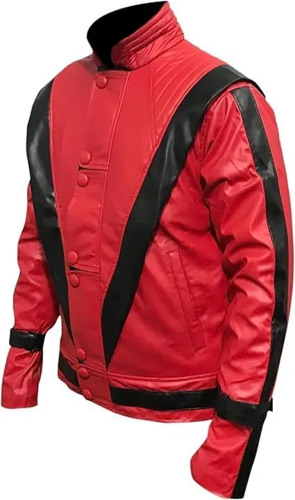 Red Leather Jacket For Boys - Kids Thriller Jacket