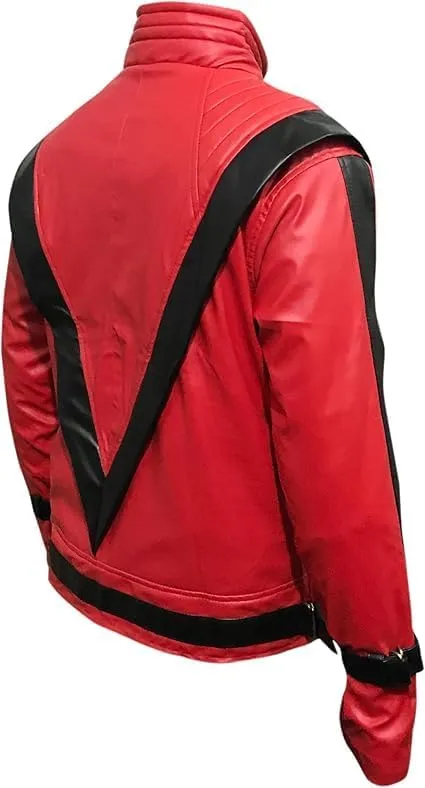 Red Leather Jacket For Boys - Kids Thriller Jacket
