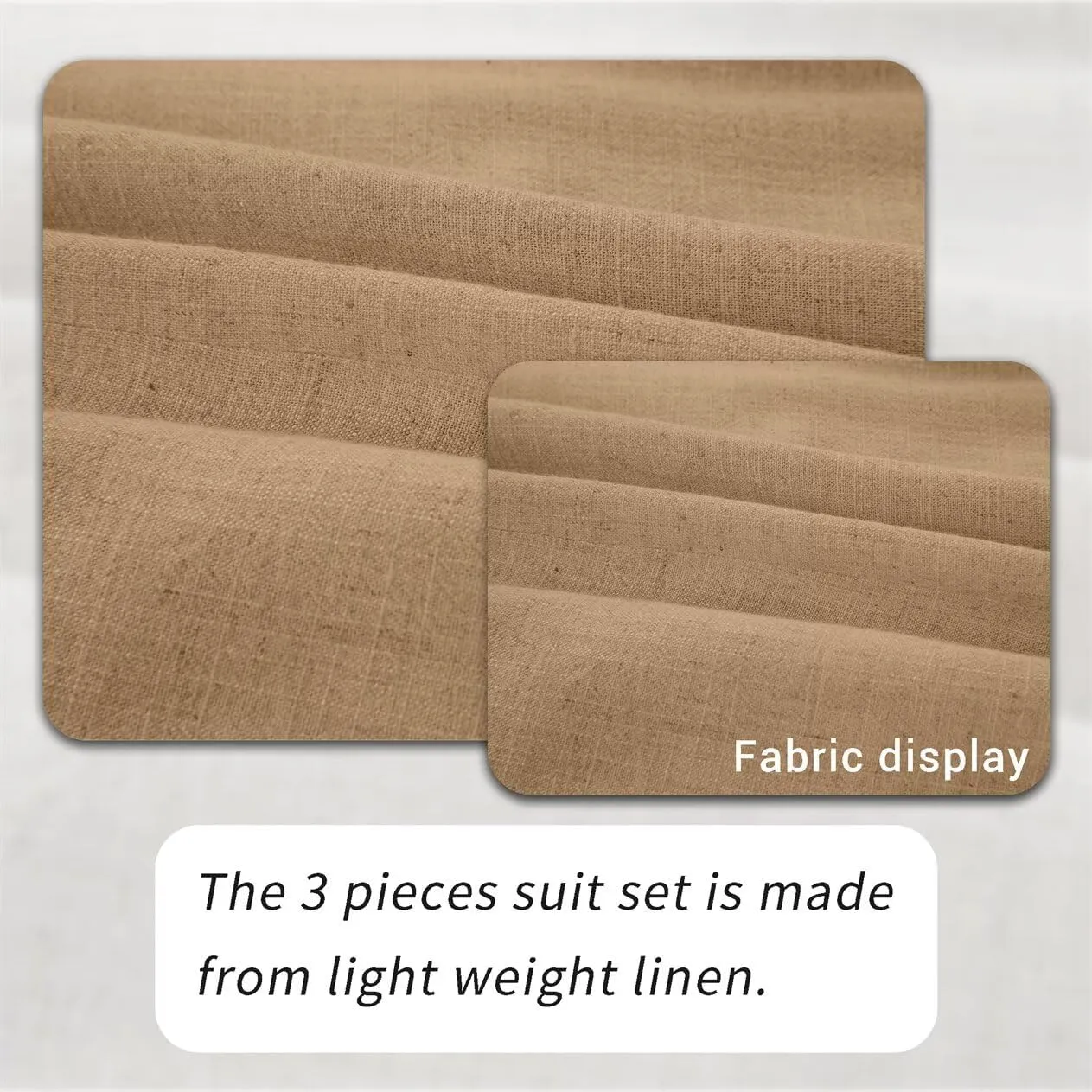 Retro Linen Mens Suit 3 Pieces Light Weight Linen Suit Linen Summer Slim Fit Suits Tuxedo Jacket Blazer Vest Pant for Men