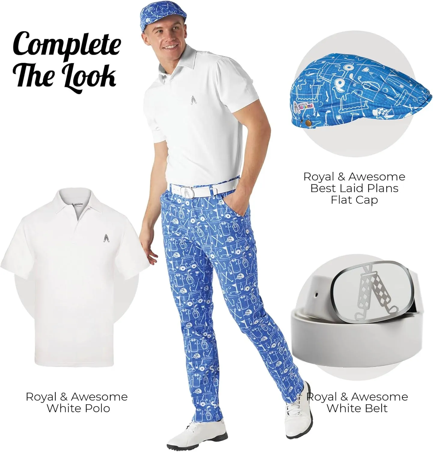 Royal & Awesome Mens Golf Pants, Golf Pants Men Relaxed Fit, Plaid Pants Men