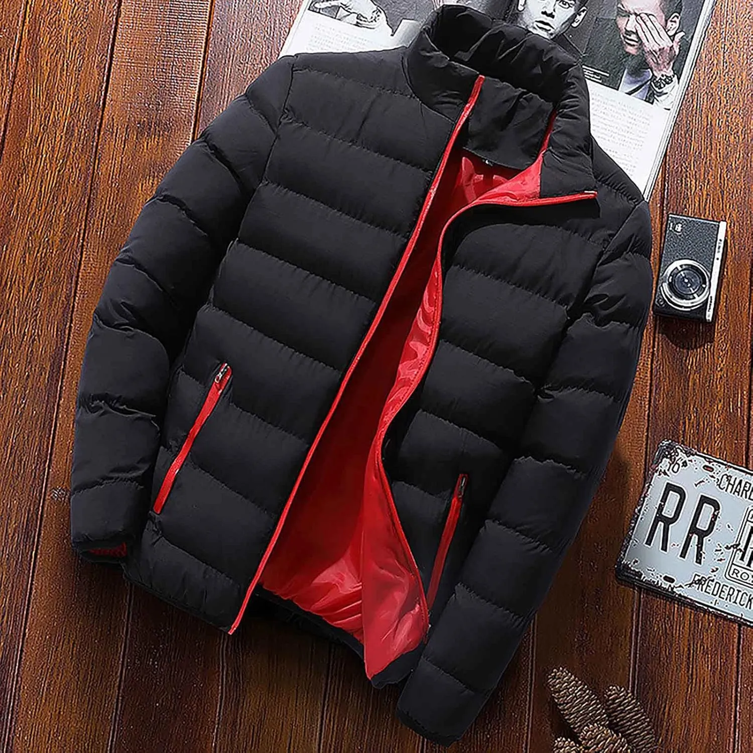 RTRDE Casual Jackets Lightweight Windbreaker Bomber Jacket Casual Zip Up Coats Outwear With Pockets, L-5XL