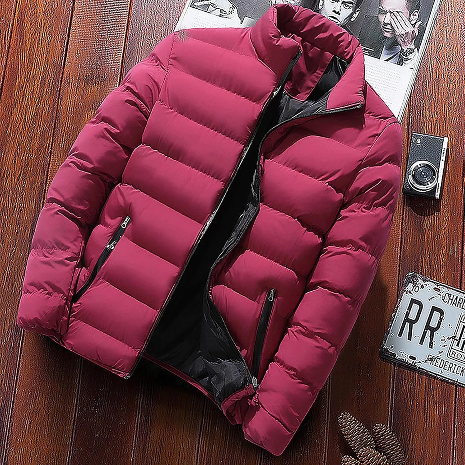 RTRDE Casual Jackets Lightweight Windbreaker Bomber Jacket Casual Zip Up Coats Outwear With Pockets, L-5XL