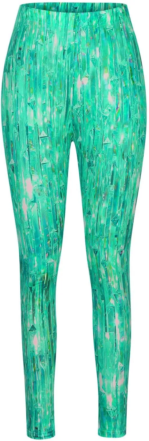 Sequin Print Pants Women Fashion Y2K Yoga Workout Leggings Stretch High Waisted Elastic Streetwear Cozy Lounge Slacks