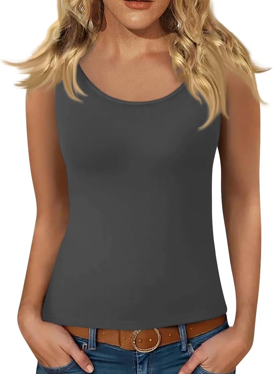 Sexy Tops for Women Casual Camisole Tops Sleeveless T-Shirts Tank Tops Adjustable Spaghetti Strap Tank Cami Shirt