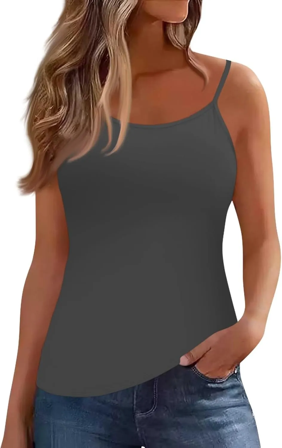 Sexy Tops for Women Casual Camisole Tops Sleeveless T-Shirts Tank Tops Adjustable Spaghetti Strap Tank Cami Shirt