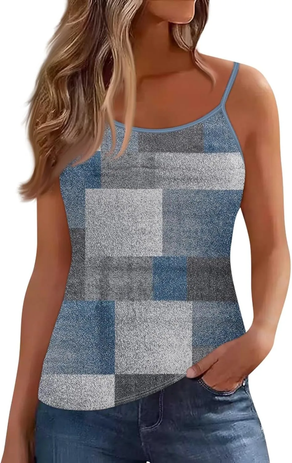 Sexy Tops for Women Casual Camisole Tops Sleeveless T-Shirts Tank Tops Adjustable Spaghetti Strap Tank Cami Shirt