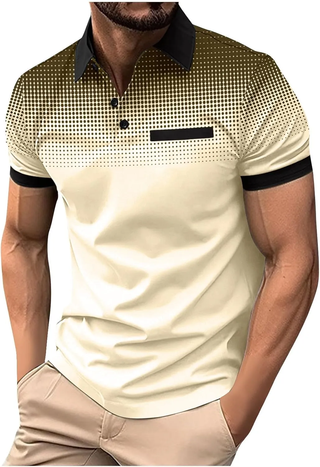 Shirts for Men Summer Short Sleeve Golf Shirts Lightweight Quick-Dry Athletic T Shirts Lapel Button Vacation Tees