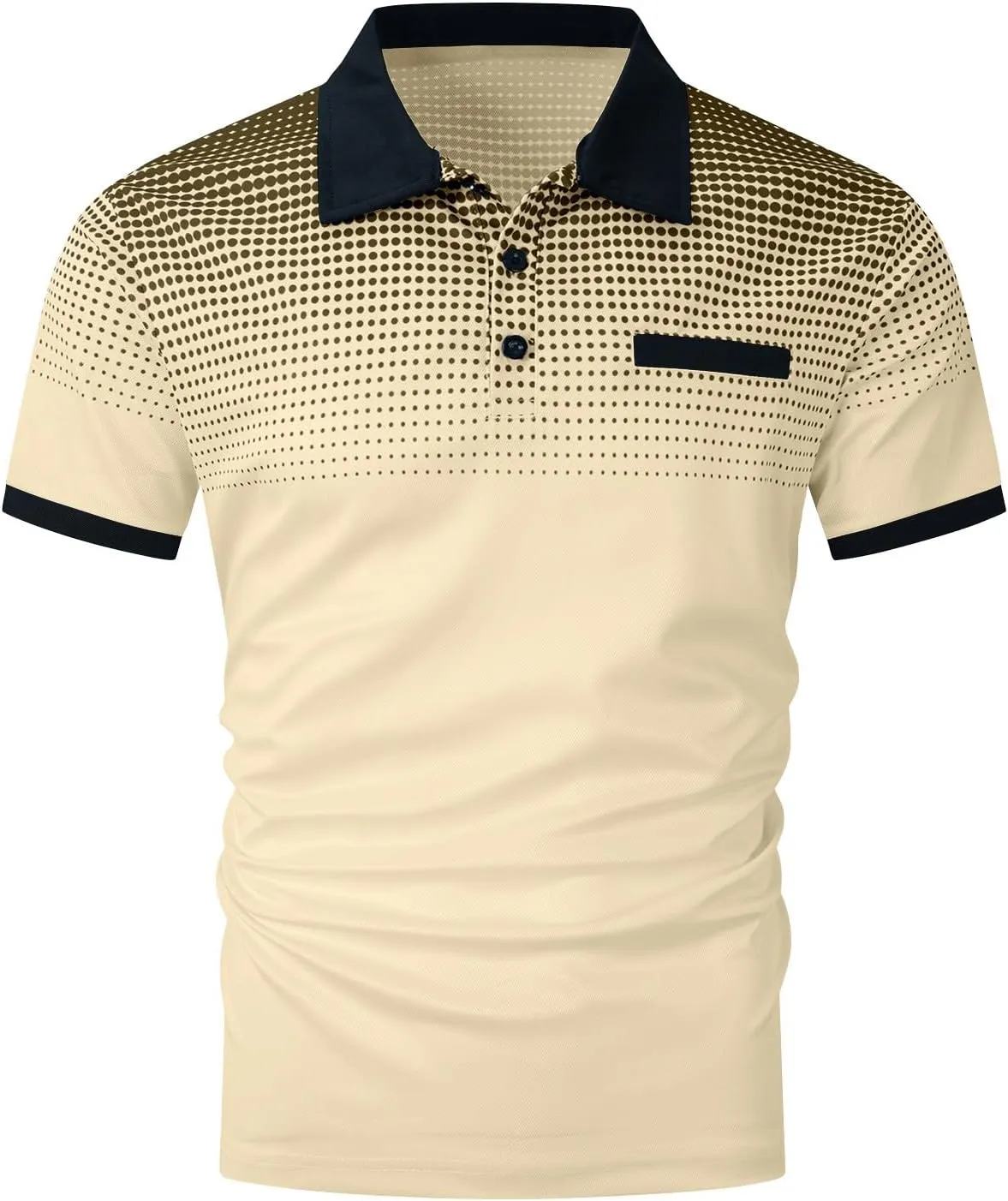 Shirts for Men Summer Short Sleeve Golf Shirts Lightweight Quick-Dry Athletic T Shirts Lapel Button Vacation Tees