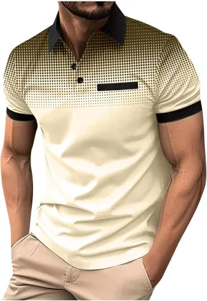 Shirts for Men Summer Short Sleeve Golf Shirts Lightweight Quick-Dry Athletic T Shirts Lapel Button Vacation Tees