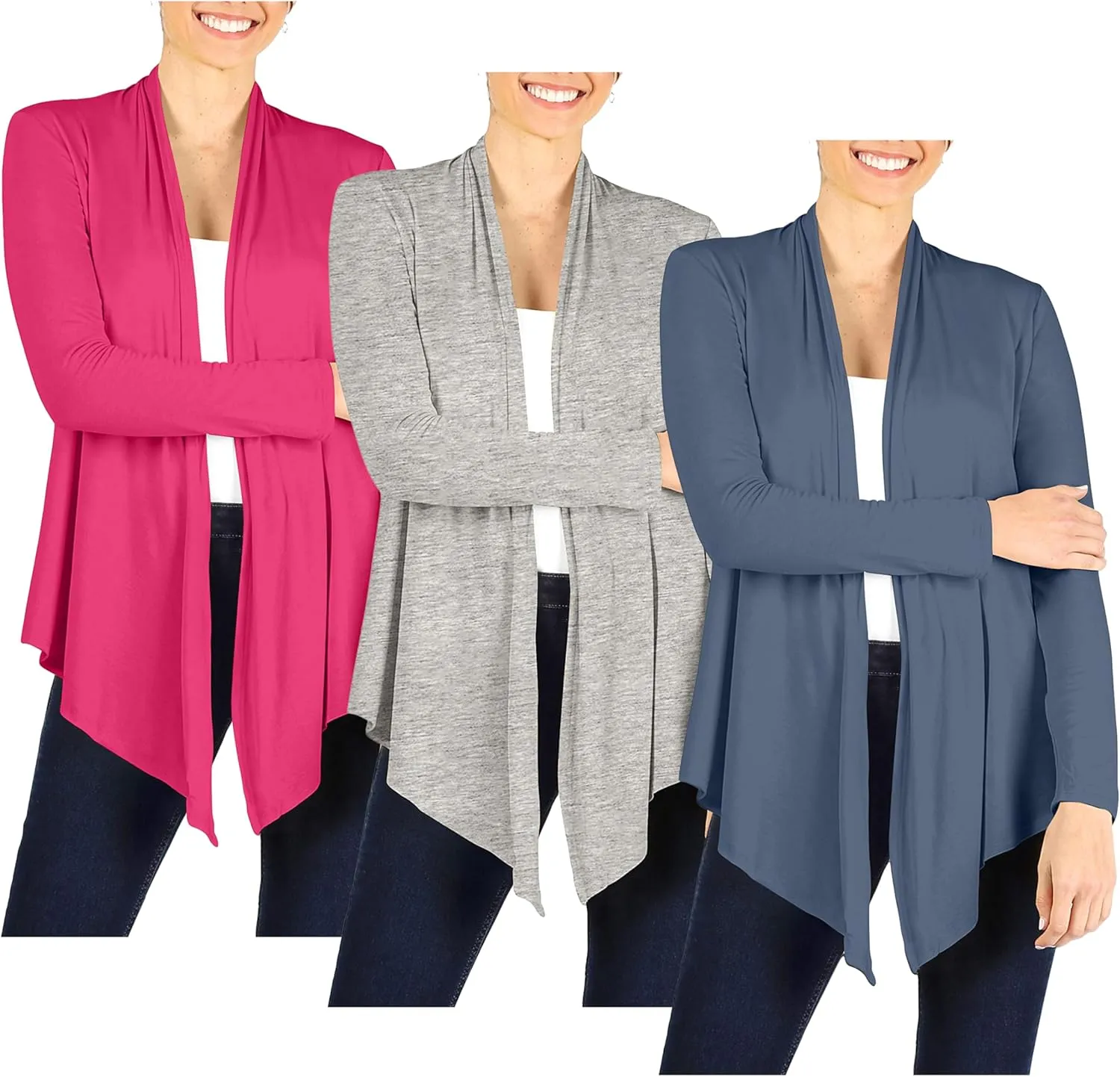 Simlu 3 Pack Lightweight Cardigans for Women Reg and Plus Size Light Cardigans for Women Summer Long Sleeves