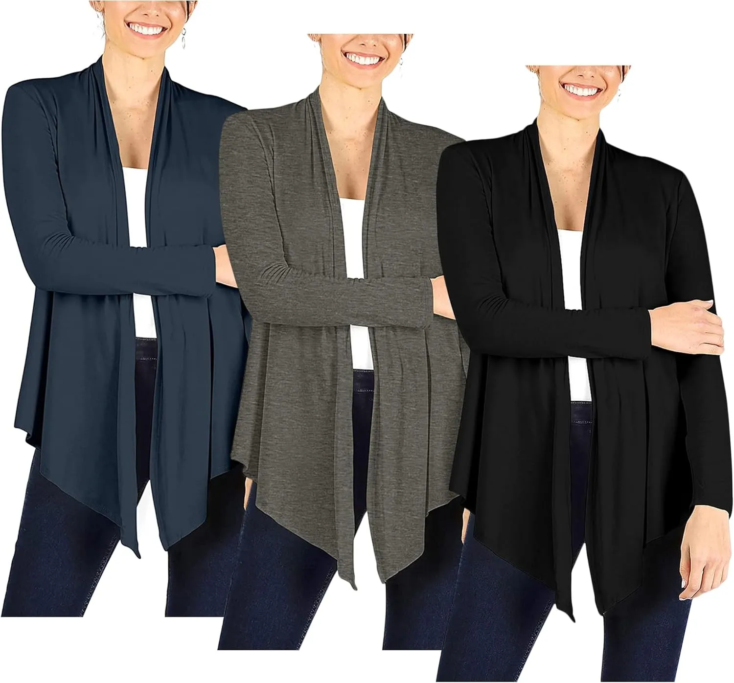 Simlu 3 Pack Lightweight Cardigans for Women Reg and Plus Size Light Cardigans for Women Summer Long Sleeves