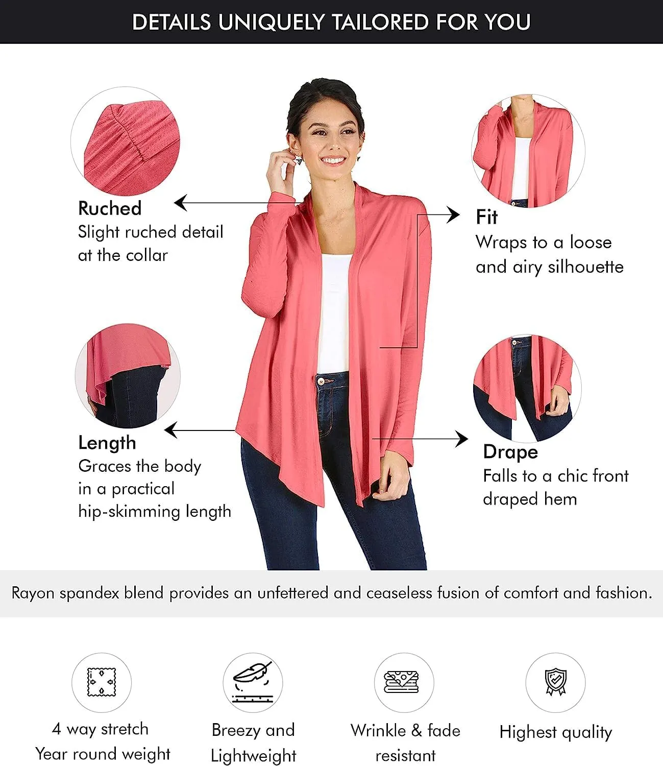 Simlu 3 Pack Lightweight Cardigans for Women Reg and Plus Size Light Cardigans for Women Summer Long Sleeves
