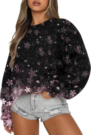 slqdgmryz Oversized Sweatshirts for Women Loose Fit Fleece Pullover Long Sleeve Crewneck Sweatshirts Solid Fall Hoodies