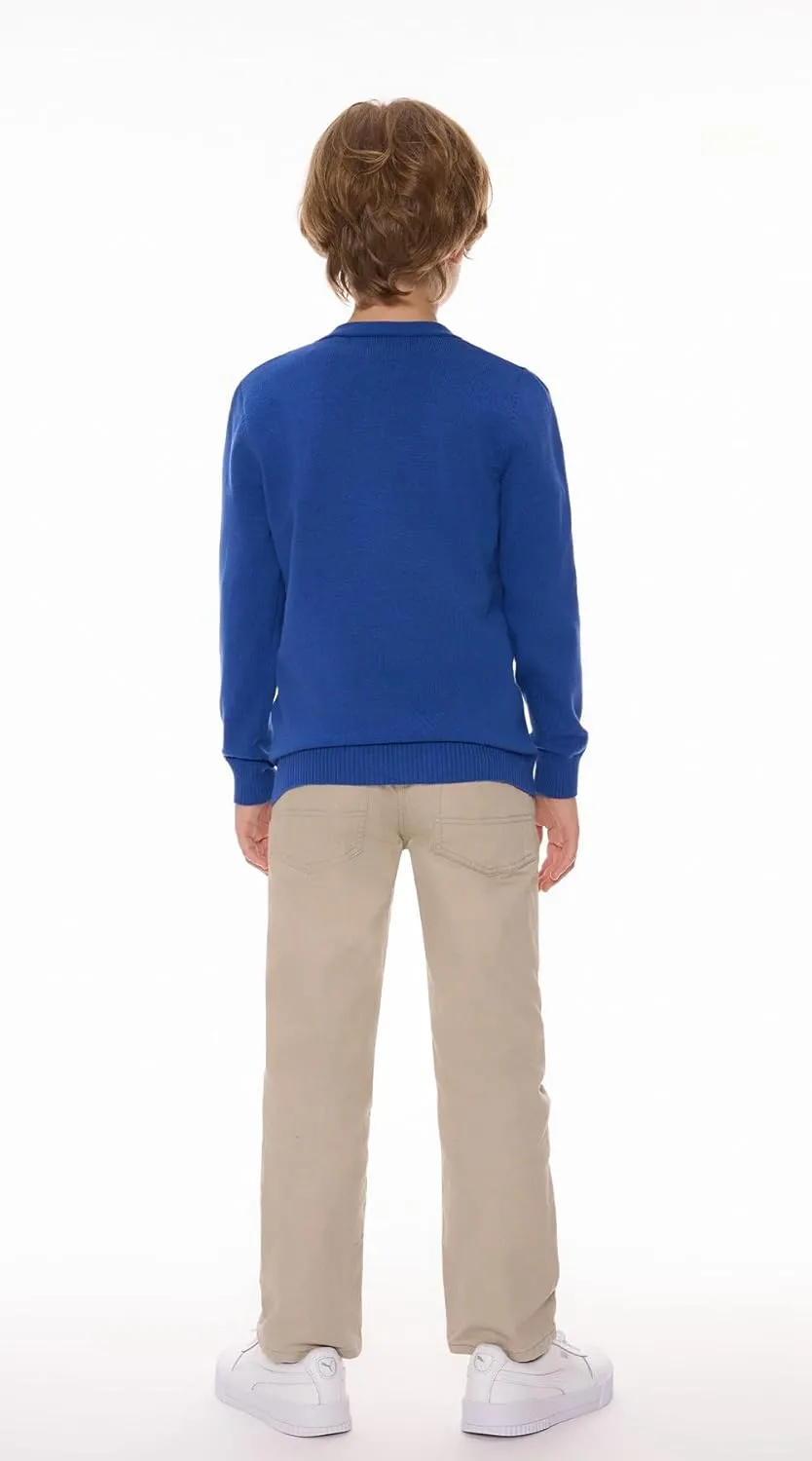 SMINLING Pinker Boys School Uniform Cardigan Sweater V-Neck Soft Cotton Clothing