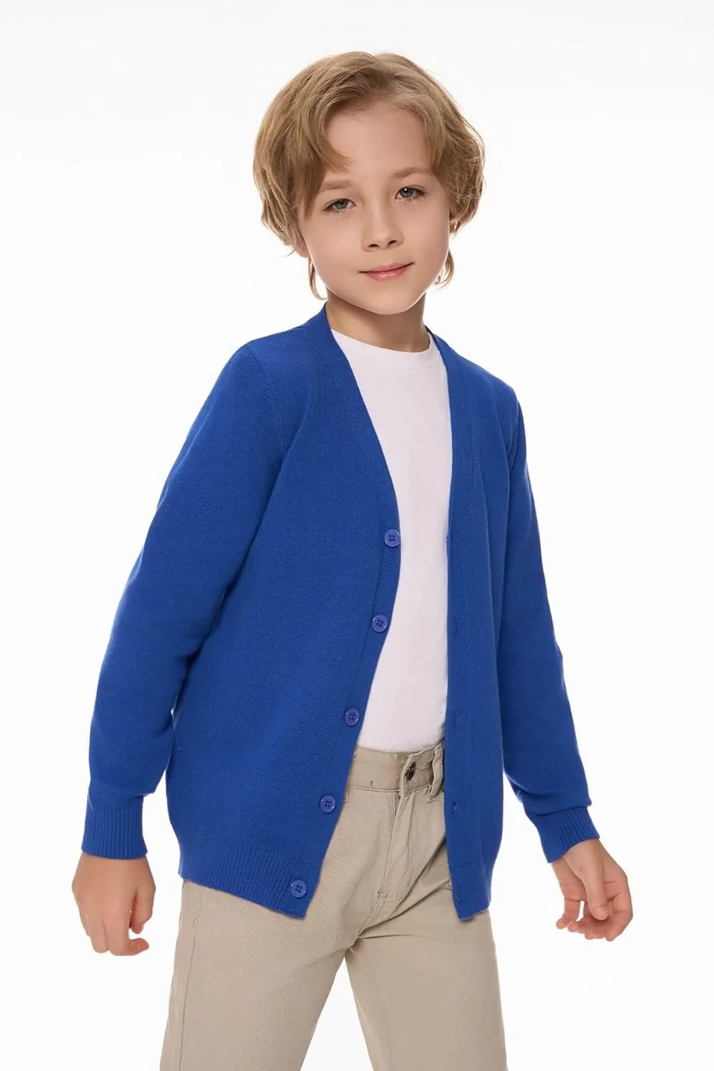 SMINLING Pinker Boys School Uniform Cardigan Sweater V-Neck Soft Cotton Clothing