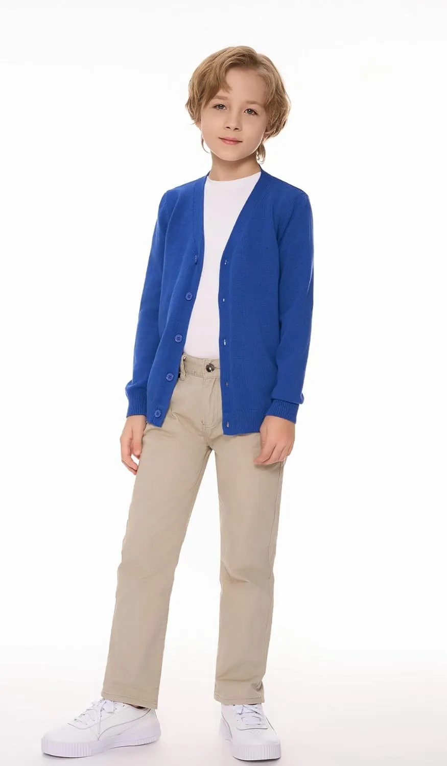 SMINLING Pinker Boys School Uniform Cardigan Sweater V-Neck Soft Cotton Clothing