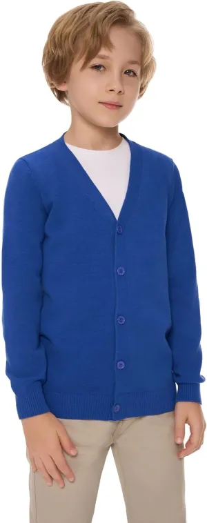 SMINLING Pinker Boys School Uniform Cardigan Sweater V-Neck Soft Cotton Clothing