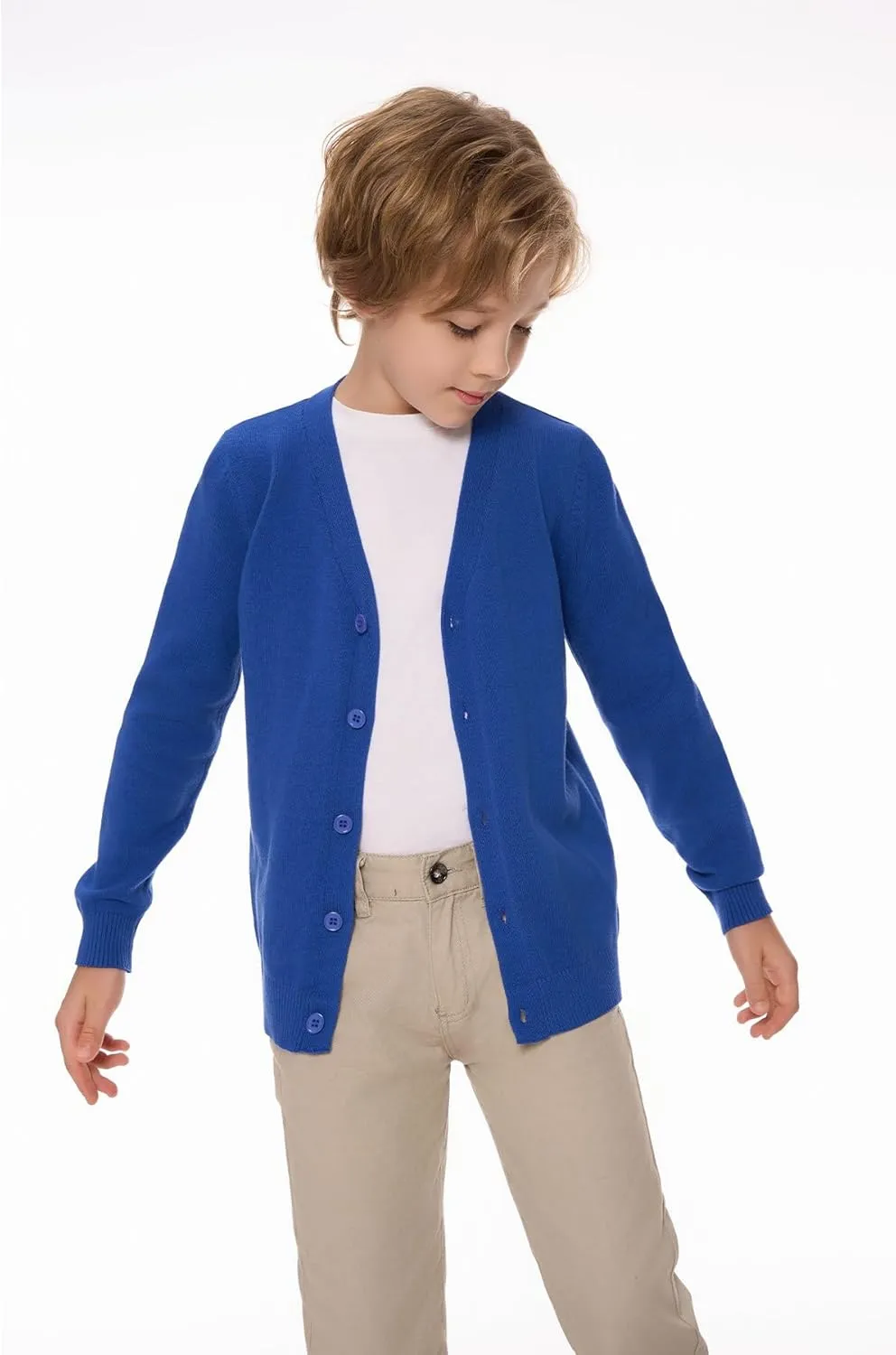 SMINLING Pinker Boys School Uniform Cardigan Sweater V-Neck Soft Cotton Clothing