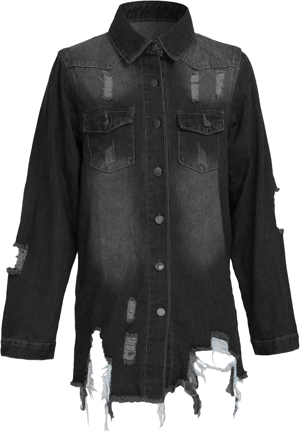 SOMTHRON Women's Distressed Denim Jeans Outfits Coat Spring Fall Ripped Jeans Outerwear Denim Jacket