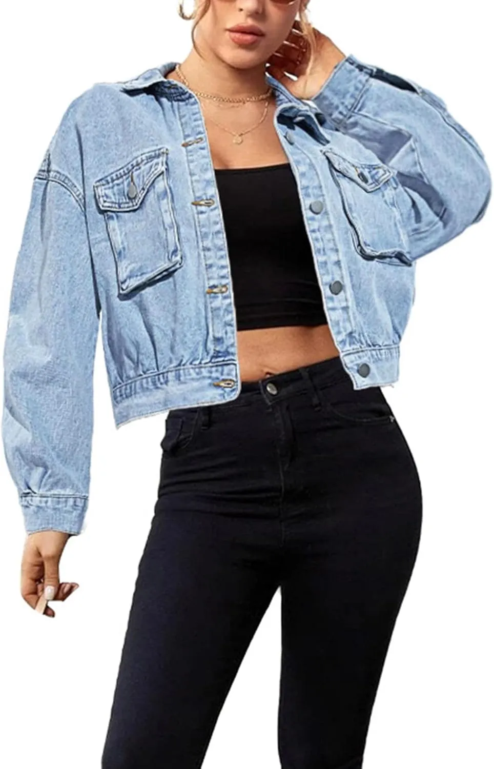 SOMTHRON Women's Distressed Denim Jeans Outfits Coat Spring Fall Ripped Jeans Outerwear Denim Jacket