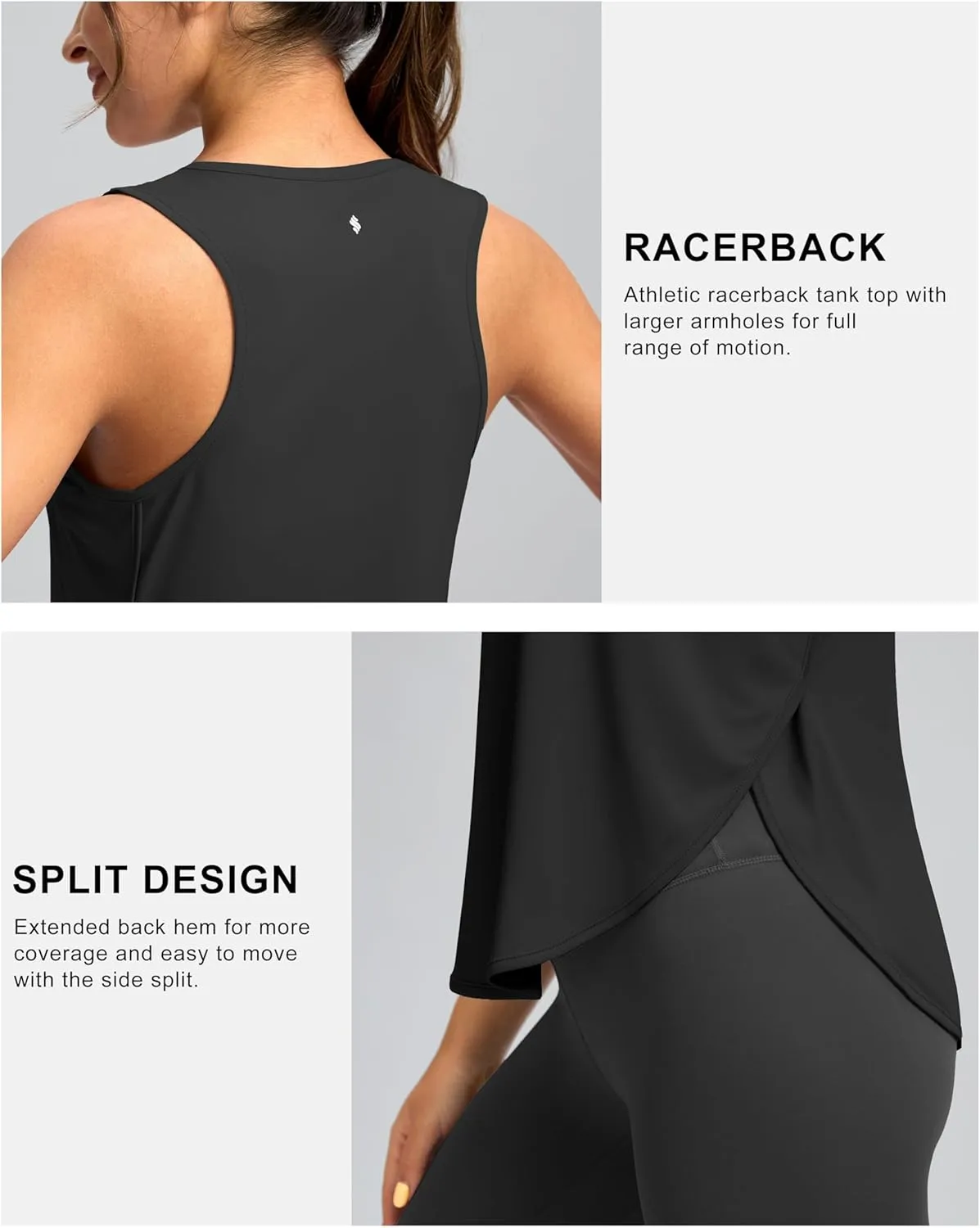 Soothfeel Women's Workout Tank Tops Racerback Sleeveless Running Tennis Shirt Loose Fit Sports Gym Exercise Yoga Athletic Top