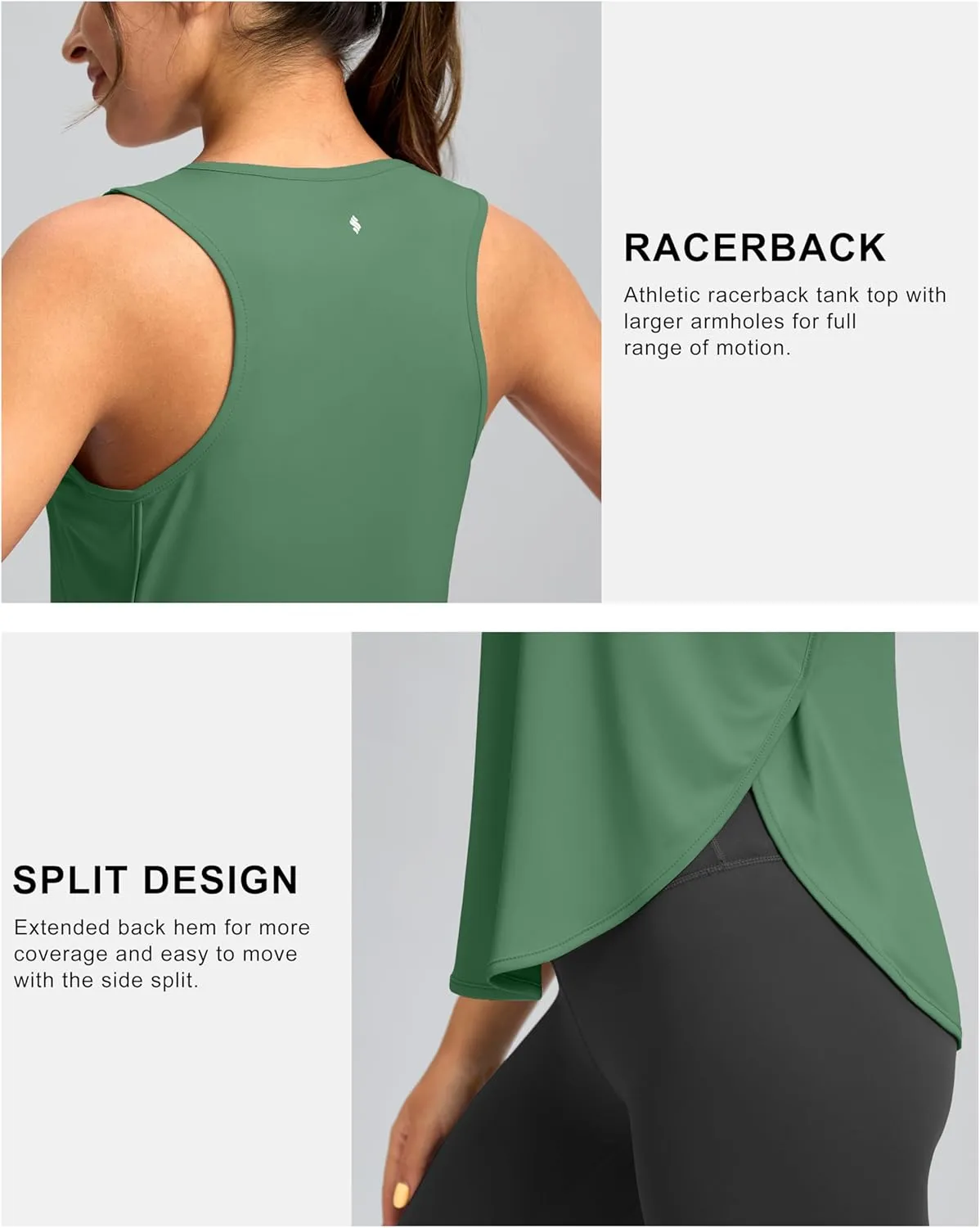 Soothfeel Women's Workout Tank Tops Racerback Sleeveless Running Tennis Shirt Loose Fit Sports Gym Exercise Yoga Athletic Top