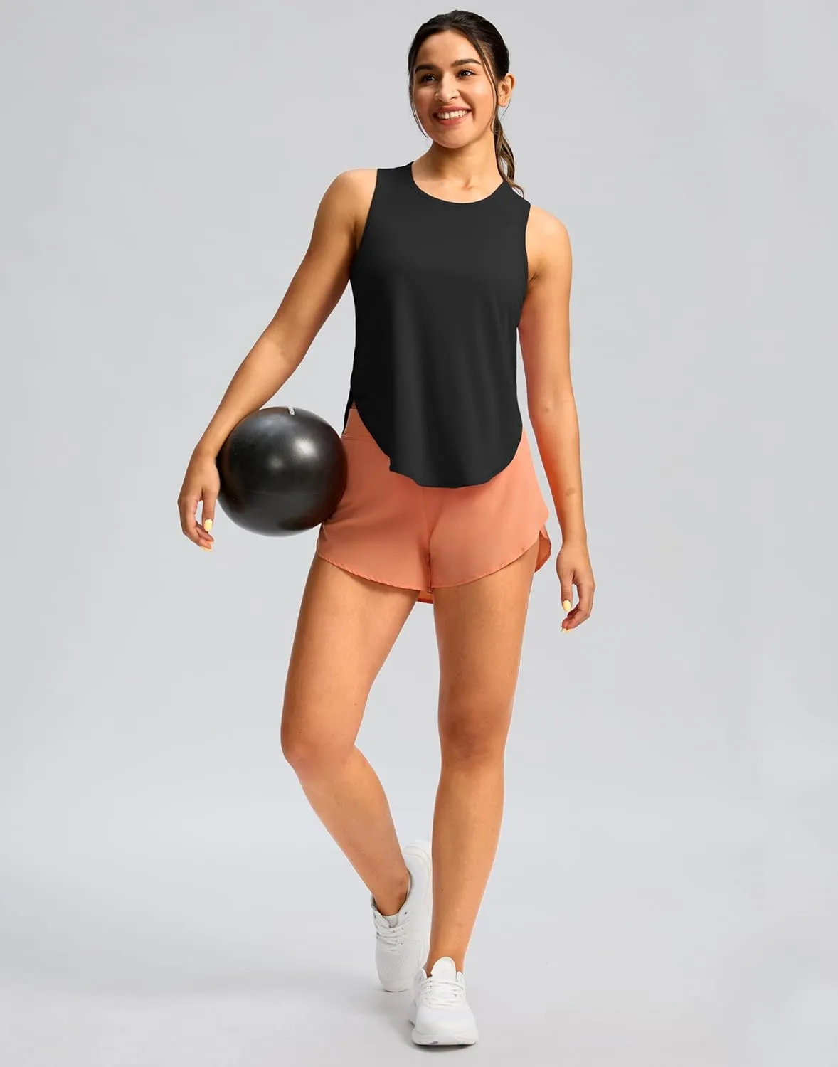 Soothfeel Women's Workout Tank Tops Racerback Sleeveless Running Tennis Shirt Loose Fit Sports Gym Exercise Yoga Athletic Top