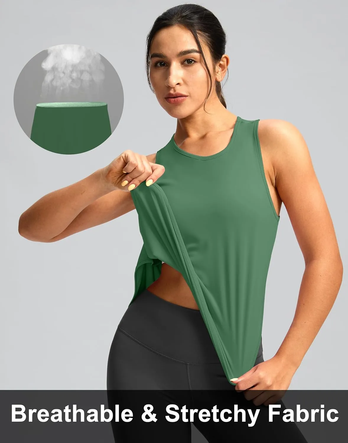 Soothfeel Women's Workout Tank Tops Racerback Sleeveless Running Tennis Shirt Loose Fit Sports Gym Exercise Yoga Athletic Top