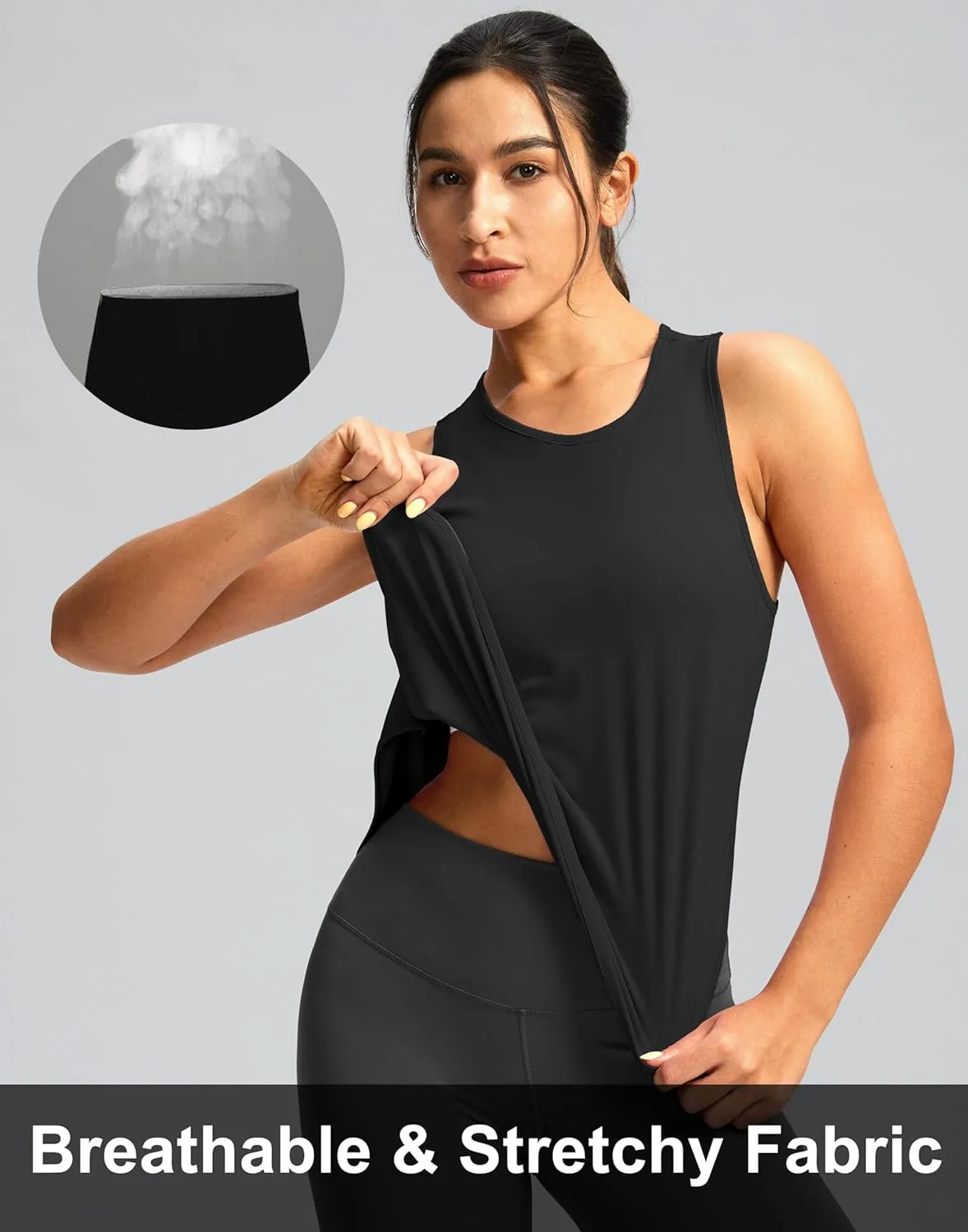 Soothfeel Women's Workout Tank Tops Racerback Sleeveless Running Tennis Shirt Loose Fit Sports Gym Exercise Yoga Athletic Top