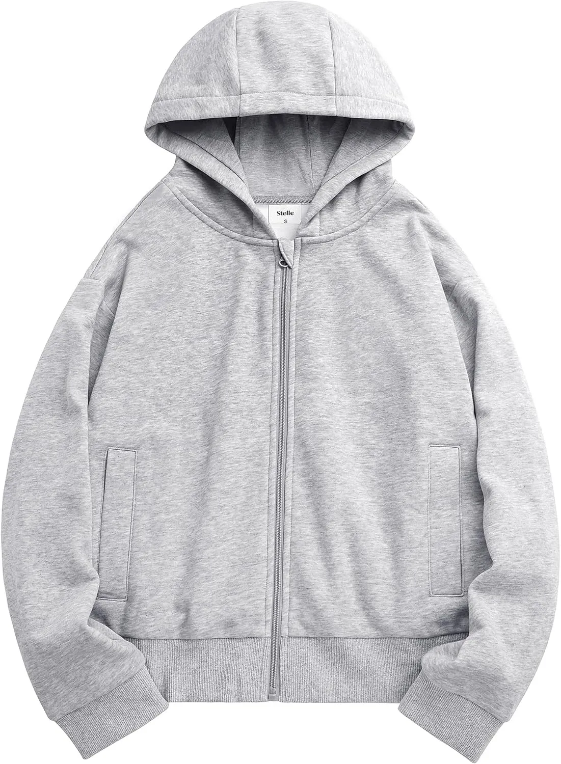 Stelle Zip Up Hoodies for Women Fleece Crop Jackets Long Sleeve Hooded Sweatshirts with Pockets Casual Coat