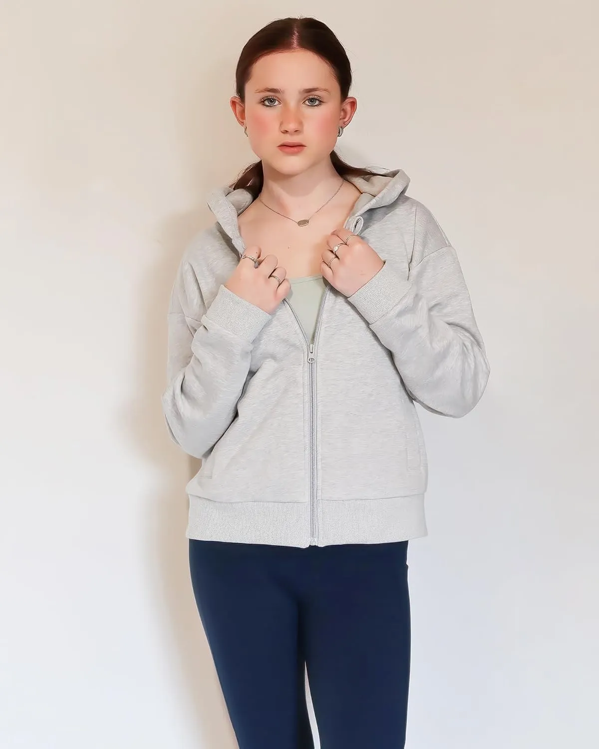 Stelle Zip Up Hoodies for Women Fleece Crop Jackets Long Sleeve Hooded Sweatshirts with Pockets Casual Coat