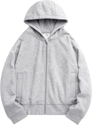 Stelle Zip Up Hoodies for Women Fleece Crop Jackets Long Sleeve Hooded Sweatshirts with Pockets Casual Coat