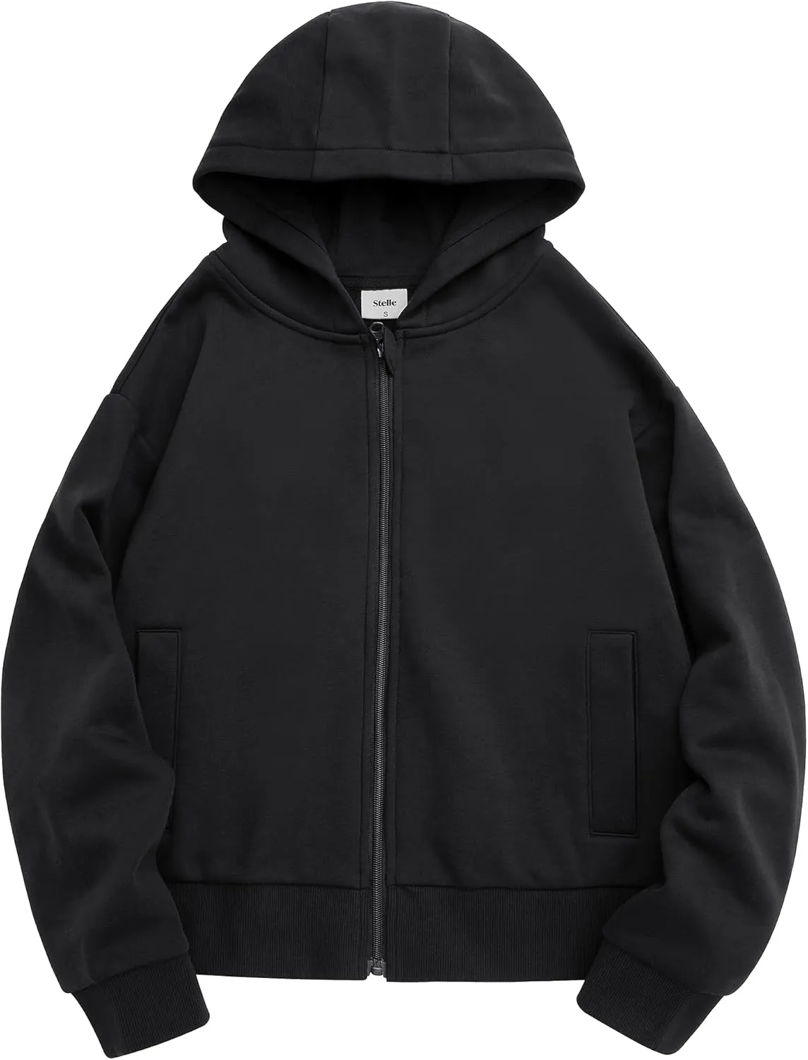Stelle Zip Up Hoodies for Women Fleece Crop Jackets Long Sleeve Hooded Sweatshirts with Pockets Casual Coat