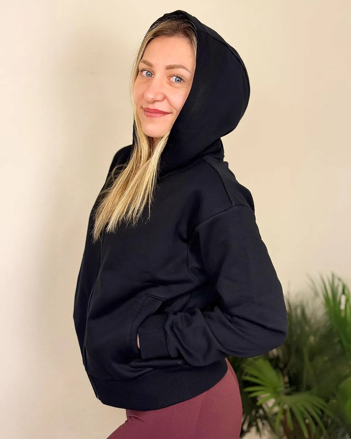 Stelle Zip Up Hoodies for Women Fleece Crop Jackets Long Sleeve Hooded Sweatshirts with Pockets Casual Coat