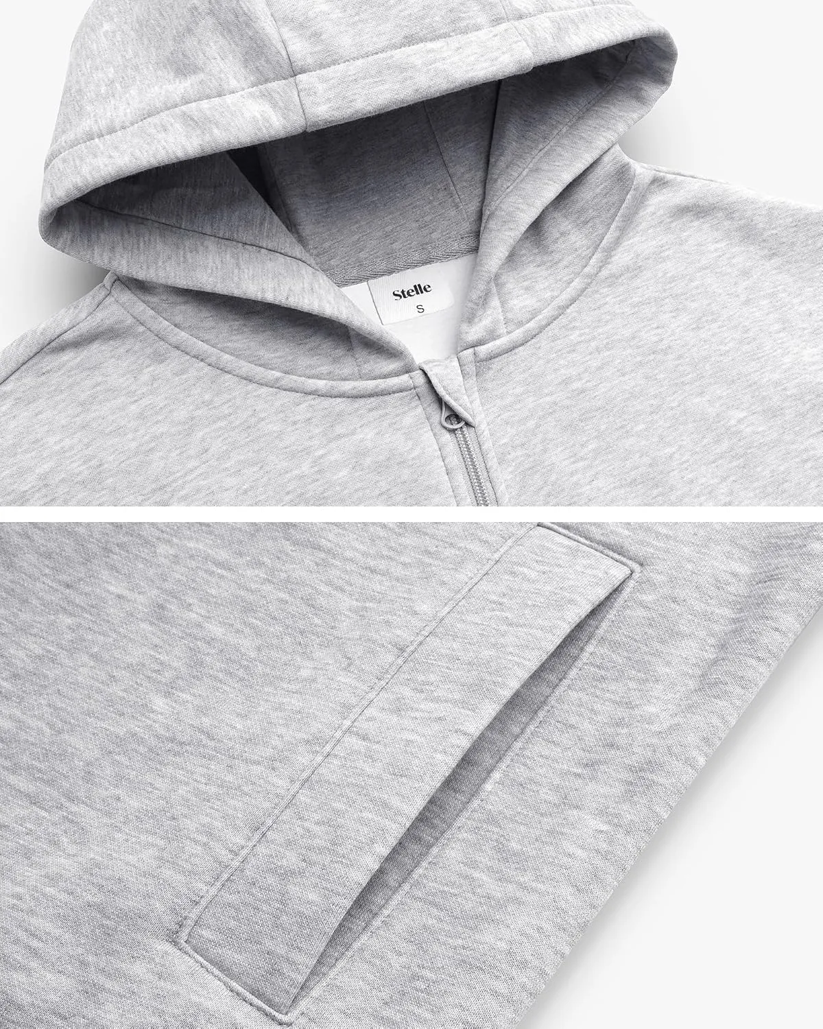 Stelle Zip Up Hoodies for Women Fleece Crop Jackets Long Sleeve Hooded Sweatshirts with Pockets Casual Coat