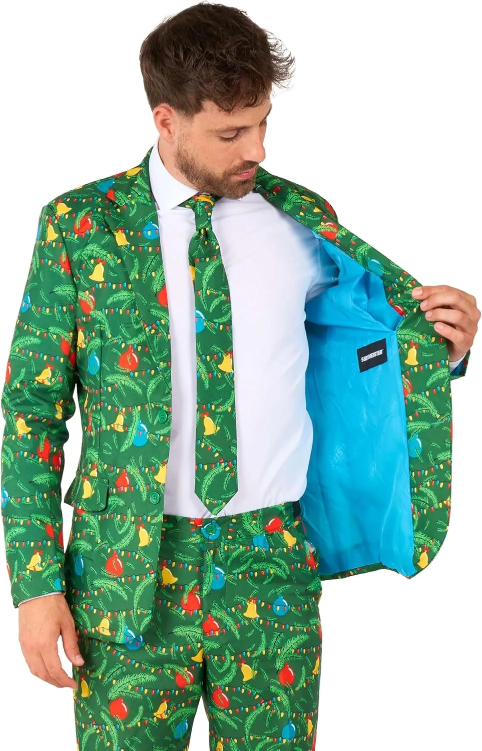 Suitmeister Men's Christmas Suit - Real Light Up Festive Outfit Slim Fit