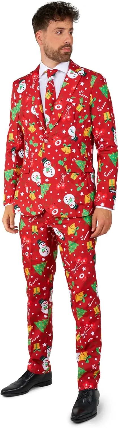 Suitmeister Men's Christmas Suit - Real Light Up Festive Outfit Slim Fit